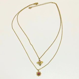 スワロフスキー(SWAROVSKI)の正規品 SWAROVSKI お花❁とミツバチの 二連ネックレス (ネックレス)