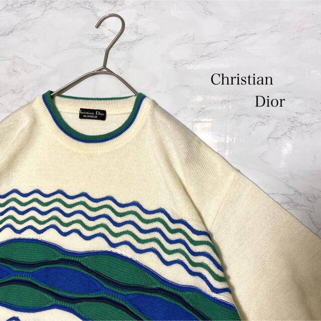 Dior ディオール 柄ニット 総柄 アシンメトリー 半袖 サマーニット