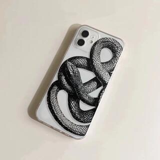 黒蛇　ヘビ　クリア　シンプル　iPhone11Proケース　iPhoneケース(iPhoneケース)
