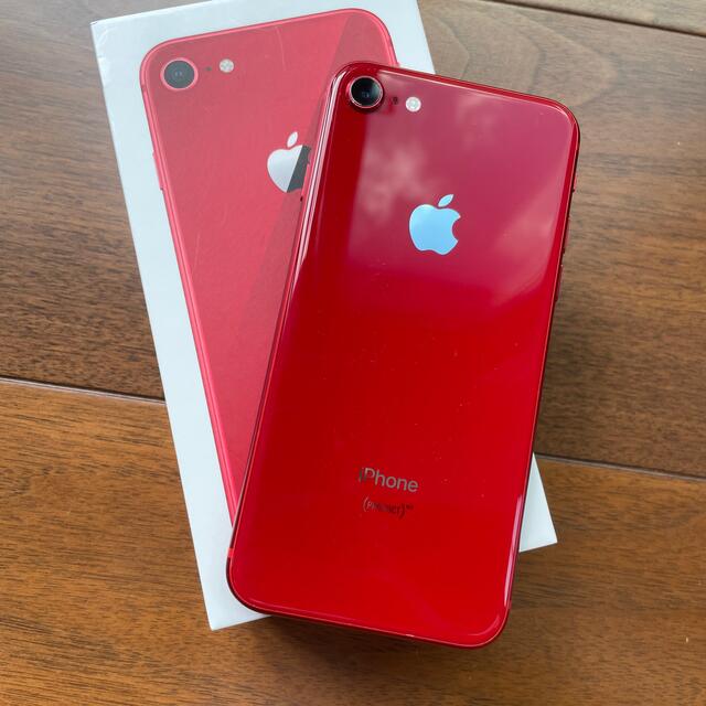 【バッテリー良好】iPhone8 Red  256GB 【SIMフリー】スマートフォン/携帯電話