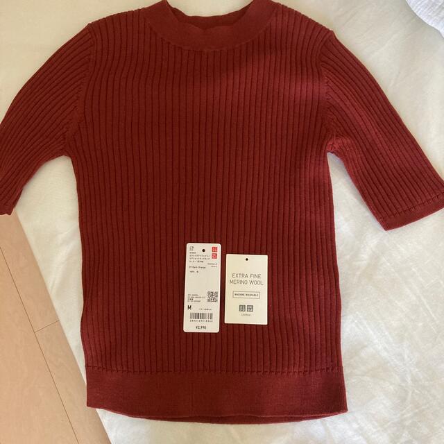 UNIQLO(ユニクロ)のUNIQLO 五分袖セーター　M レディースのトップス(ニット/セーター)の商品写真