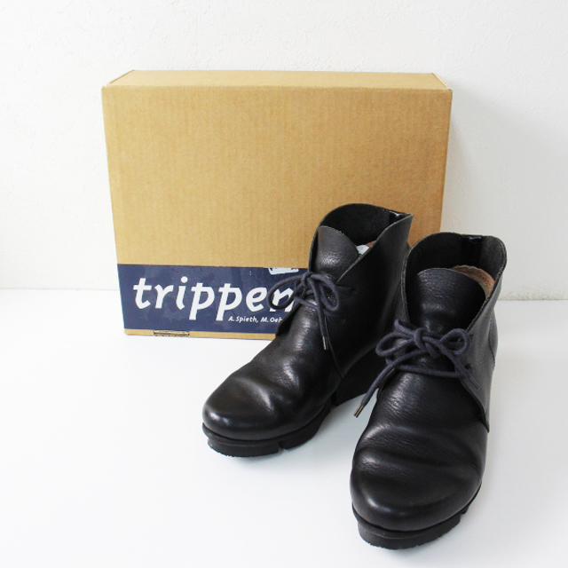 trippen - trippen トリッペン Facile Black レザー レースアップブーツ 36/ブラック 23.0～23.5cm ファザール【2400012616752】