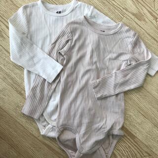 エイチアンドエム(H&M)の未使用 H&M 12M-18M 90 長袖リブロンパース ボディスーツ(下着)