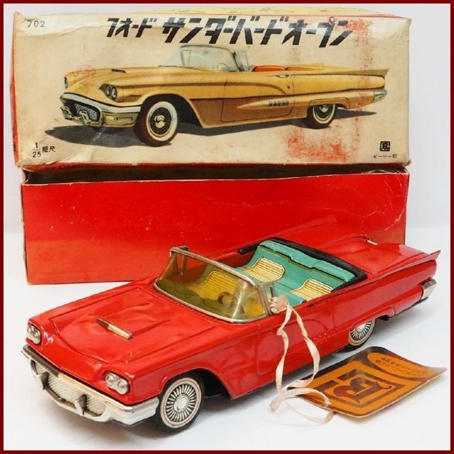 萬代屋【フォード サンダーバード オープン白】ブリキ tin car 箱は