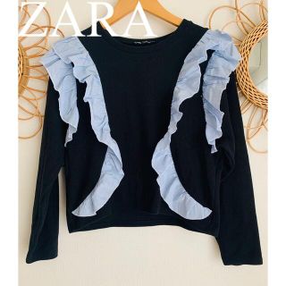 ザラ(ZARA)の美品　ZARA ザラ　トップス　トレーナー　スウェット　フリル　人気　完売(トレーナー/スウェット)