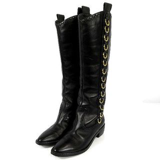 ジュゼッペザノッティデザイン(Giuseppe Zanotti Design)のGIUSEPPE ZANOTTI DESIGN ブーツ レザー リング 黒 35(ブーツ)