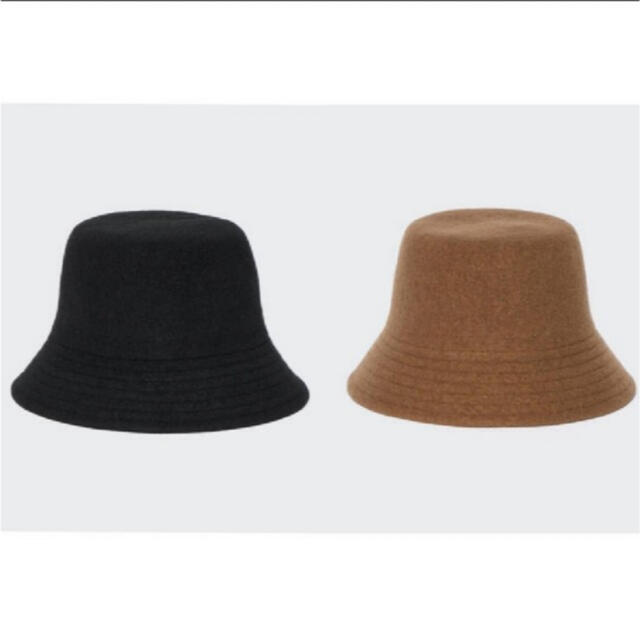 UNIQLO(ユニクロ)の新品　uniqlo ウールバケットハット　ブラウン　ブラック　ユニクロ レディースの帽子(ハット)の商品写真