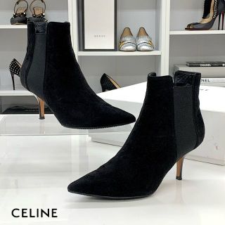 CELINE】美品 スクエアトゥ スエード レザー コンビブーツ www.bercom