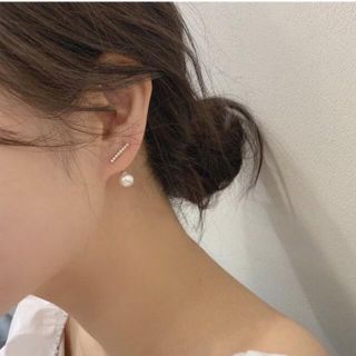 【 バー×パールバックキャッチピアス 】(ピアス)