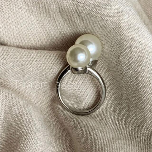 ●stainless Wperlring S●金属アレルギー対応 レディースのアクセサリー(リング(指輪))の商品写真