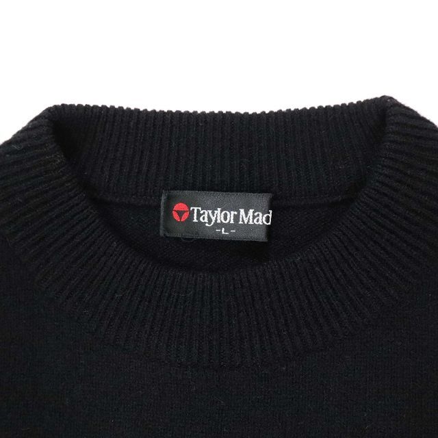 TaylorMade(テーラーメイド)のテーラーメイド 丸首 ニットセーター ロゴ刺繍 ブラック ゴルフウェア Lサイズ メンズのトップス(ニット/セーター)の商品写真