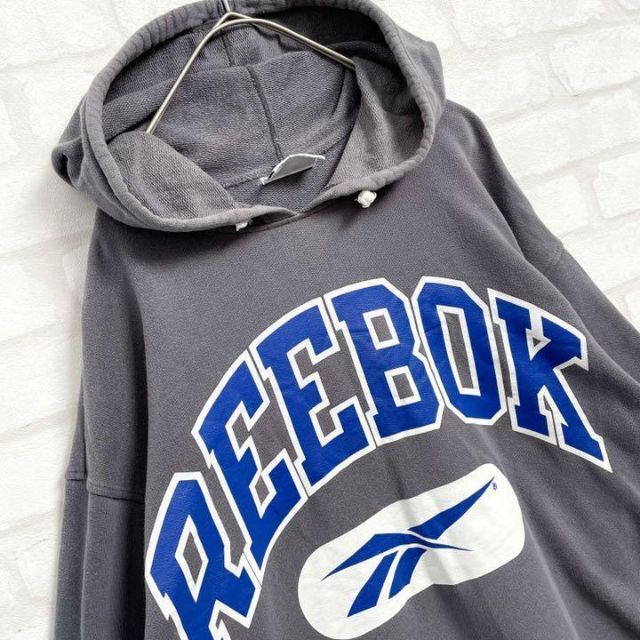 【入手困難】リーボック Reebok アーチロゴ ビッグロゴ パーカー グレー 4