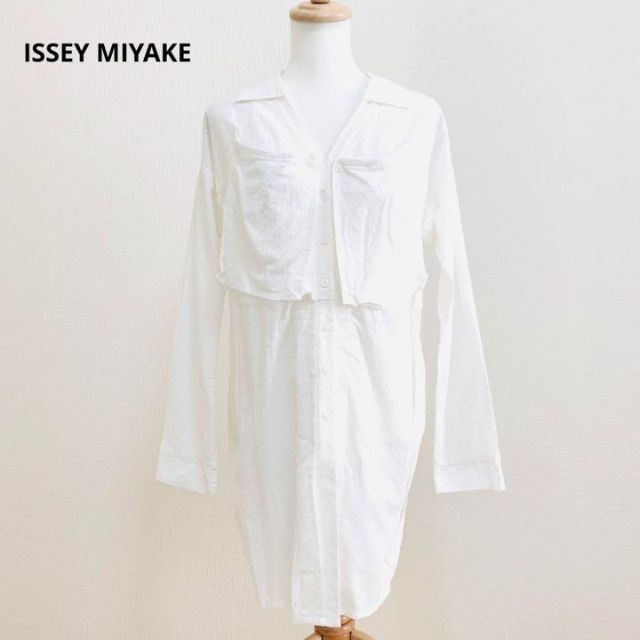 ISSEY MIYAKEイッセイミヤケ　ロング　ドット　シャツ ワンピース