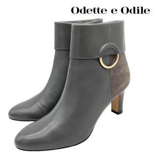 オデットエオディール(Odette e Odile)の【極美品】Odette e Odile レザー コンビ ショートブーツ グレー(ブーツ)