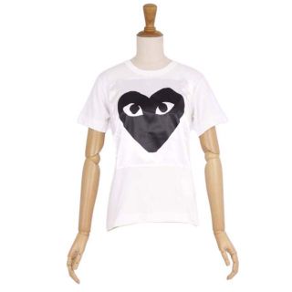 コムデギャルソン(COMME des GARCONS)のプレイコムデギャルソン Tシャツ カットソー ハート S ホワイト/ブラック(Tシャツ(半袖/袖なし))