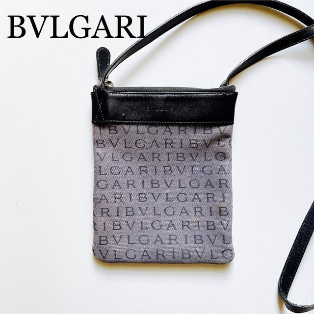 BVLGARI✨ ショルダーバッグ ミニ ロゴマニア レザー キャンバス