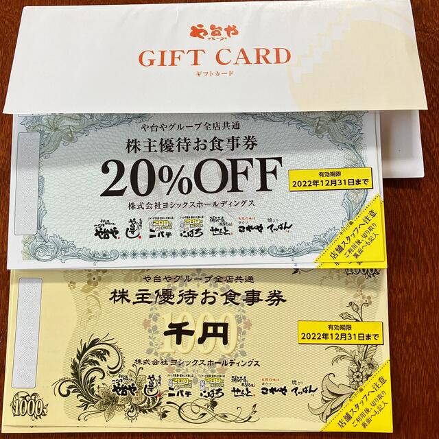 ヨシックス　株主優待　6000円分と20%OFF券20枚