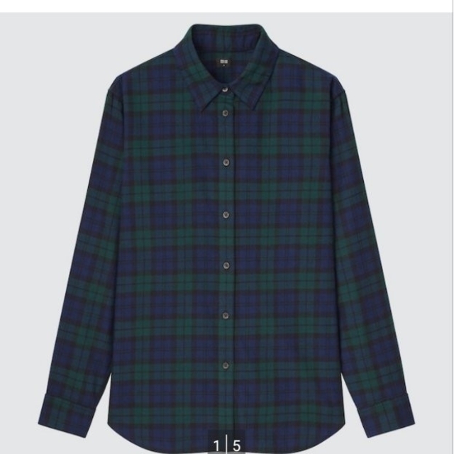 UNIQLO(ユニクロ)の値下げました/フランネルチェックシャツ　DARK GREEN レディースのトップス(シャツ/ブラウス(長袖/七分))の商品写真