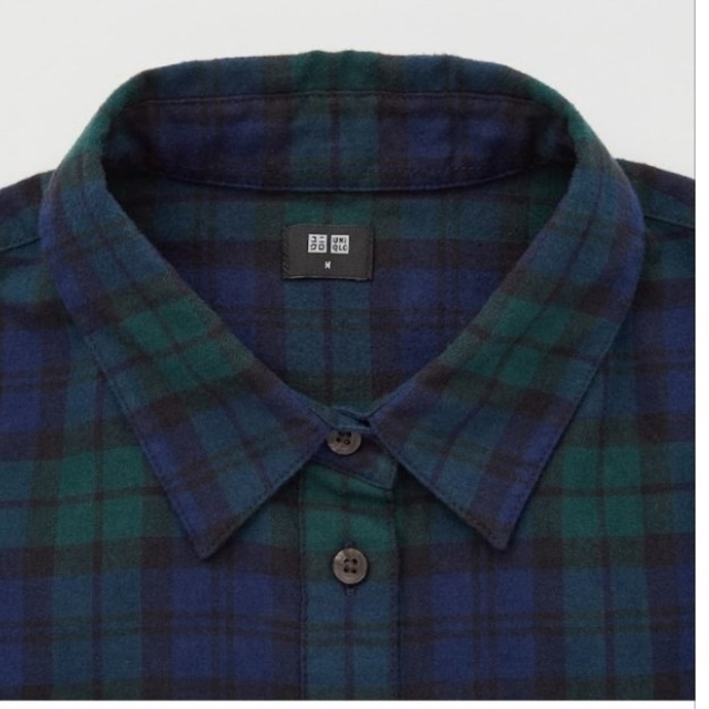 UNIQLO(ユニクロ)の値下げました/フランネルチェックシャツ　DARK GREEN レディースのトップス(シャツ/ブラウス(長袖/七分))の商品写真