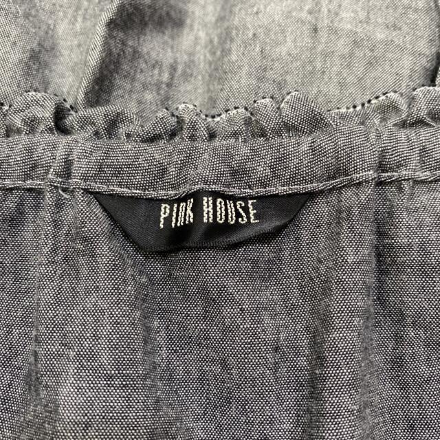 PINK HOUSE(ピンクハウス)の【美品】PINK HOUSE ピンクハウス　ワンピース　フリル　コットン　グレー レディースのワンピース(ひざ丈ワンピース)の商品写真