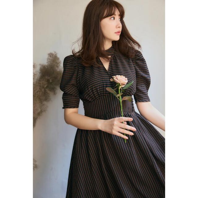 Herlipto Striped midi dressレディース