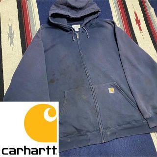 カーハート(carhartt)の90s 古着 カーハート ジップパーカー メキシコ製 刺繍 ロゴタグ ゆるだぼ(パーカー)