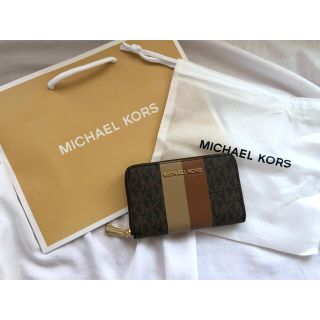 マイケルコース(Michael Kors)のJET SET ジップアラウンド カードケース スモール - MKシグネチャー(名刺入れ/定期入れ)