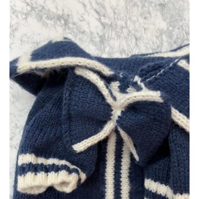 ♡犬服XS♡  可愛いセーター　りぼん　冬服　紺色　犬用品　ドックウエア　ねこ その他のペット用品(犬)の商品写真