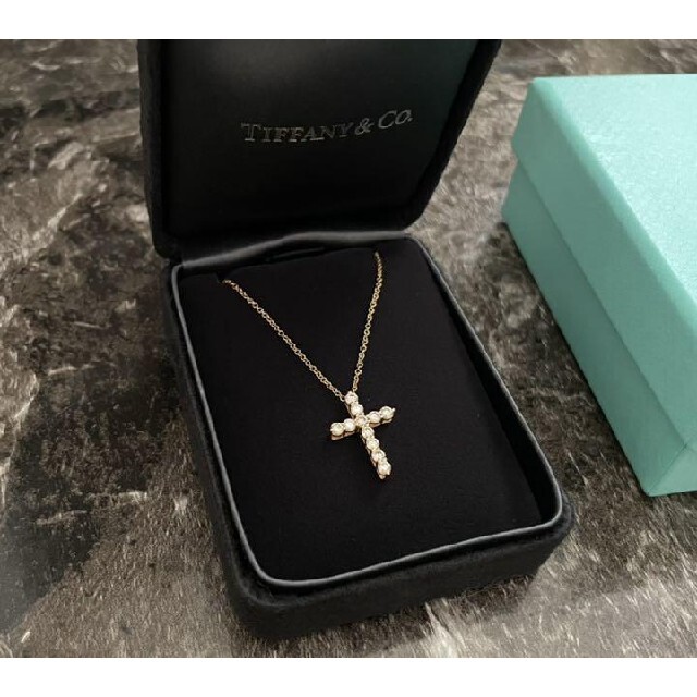 美品♡ Tiffany ティファニー ダイヤ+プラチナ+金 クロスペンダント