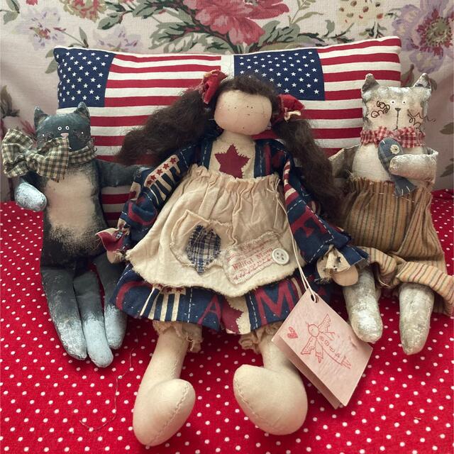 最終価格‼️✨作家物・レア✨ハンドメイド ☆アメリカンドールと猫ちゃん2匹☆