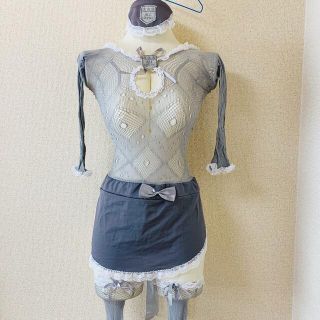 【未使用品】コスプレ用セクシーあみあみメイド服セット(衣装一式)