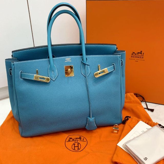 HERMES エルメス バーキン35 トリヨンクレマンス ブルー