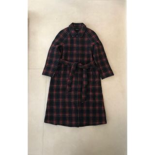 オオシマレイ(OSHIMA REI)のOSHIMA REI オオシマレイ　ウール　ステンカラーコート　チェック(ロングコート)