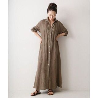 プラージュ(Plage)のPlage Linen シャツワンピースワンピース リネン フレア(ロングワンピース/マキシワンピース)