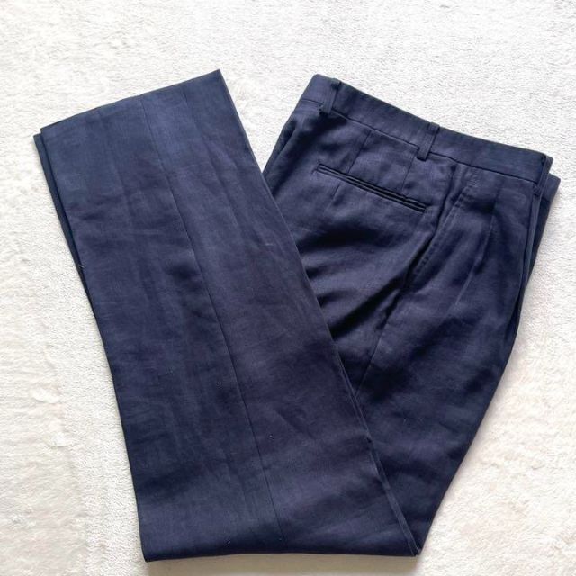 211 美品 クリスチャンディオール セットアップ サイズ79 麻100% 紺