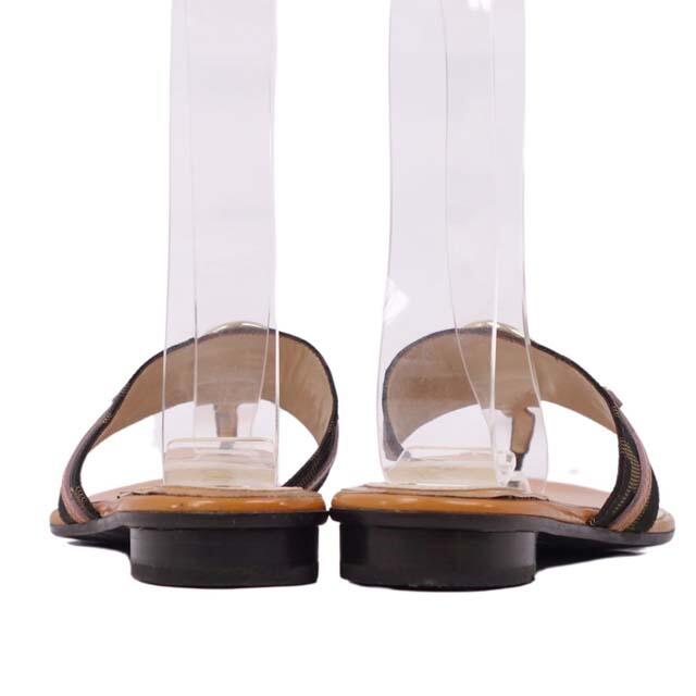 FENDI(フェンディ)のフェンディ サンダル トング ズッカ柄 レザー 靴 36 オレンジ/ブラウン レディースの靴/シューズ(サンダル)の商品写真