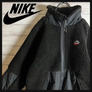 『希少』NIKE ボアジャケット　刺繍ロゴ　フルジップ　入手困難　黄緑　【L】