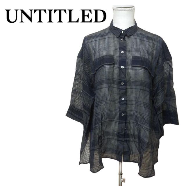 UNTITLED(アンタイトル)の【美品】UNTITLED　アンタイトル　ブラウス　シアーシャツ　チェック　七分 レディースのトップス(シャツ/ブラウス(長袖/七分))の商品写真