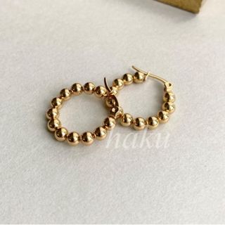 ♯5178　メタルビーズピアス フープピアス キャッチレスピアス(ピアス)