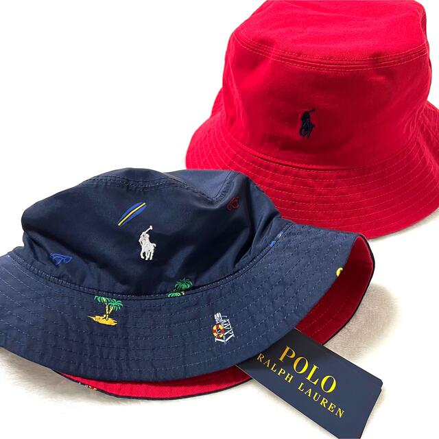 POLO RALPH LAUREN(ポロラルフローレン)の4-7 / 54cm 新品 ラルフローレン リバーシブル バケットハット キッズ/ベビー/マタニティのこども用ファッション小物(帽子)の商品写真