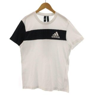 アディダス(adidas)のアディダス adidas Tシャツ 半袖 ロゴプリント 3本ライン 白 黒 L(その他)