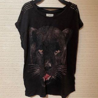 ザラ(ZARA)の値下げ☆匿名☆ZARA カットソー  Tシャツ　ブラック　ブラックタイガー(Tシャツ(半袖/袖なし))