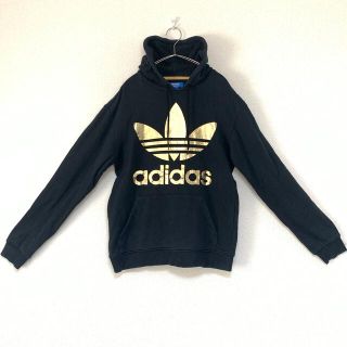 アディダス(adidas)のadidas アディダス スウェットパーカー ゴールドビッグロゴ　Lサイズ(パーカー)