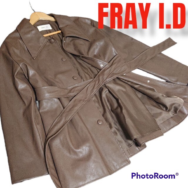 ☆状態良好☆FRAY I.D タックレザーJKT 茶 サイズ1 フェイクレザー