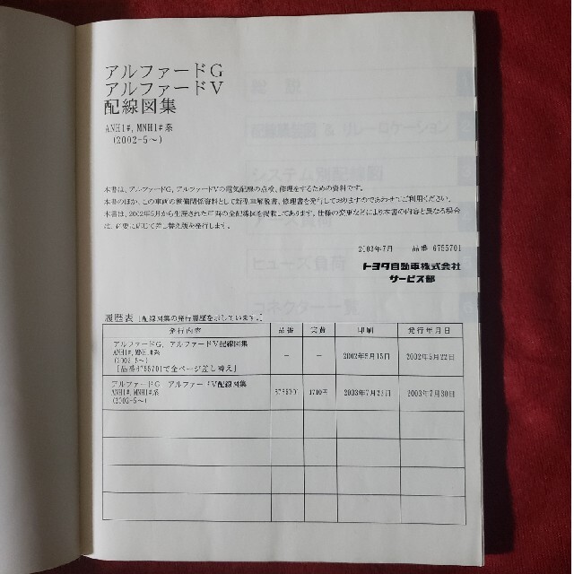 トヨタ(トヨタ)の配線図集(アルファードG,V) 自動車/バイクの自動車(カタログ/マニュアル)の商品写真