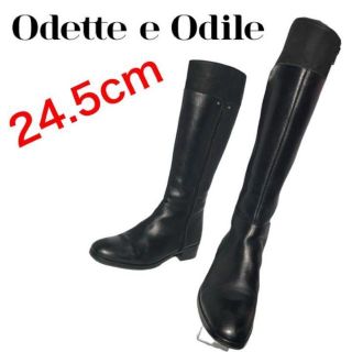 odette e Odile 厚底 サイドジップ ブーツ 黒 本革 22cm 靴 ブーツ www