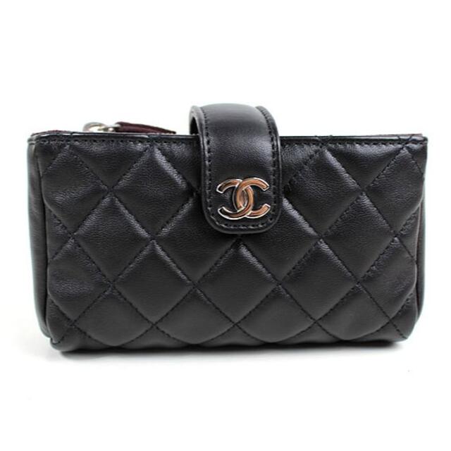 訳あり】 CHANEL - シャネル ポーチ マトラッセ ラムスキン CHANEL 黒