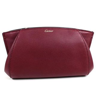 カルティエ(Cartier)のカルティエ ポーチ　化粧ポーチ　ミニバッグ　ボルドー　新品同様　極美品　q111(ポーチ)