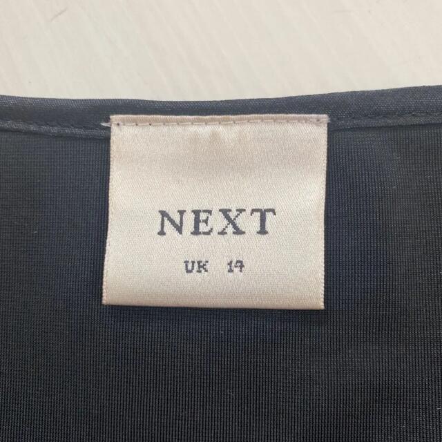NEXT(ネクスト)の美品 NEXT UKデザイントップス 半袖カットソー黒 ベロア レース サテン レディースのトップス(カットソー(半袖/袖なし))の商品写真