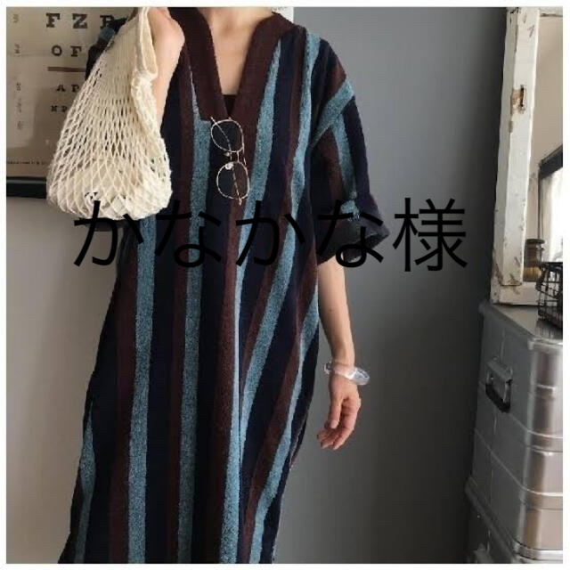 6 roku COTTON PILE STRIPE DRESS/ワンピース